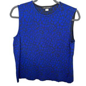 ST. JOHN  Leopard Animal Print Blue Black Silk Blend Tank Top Size M